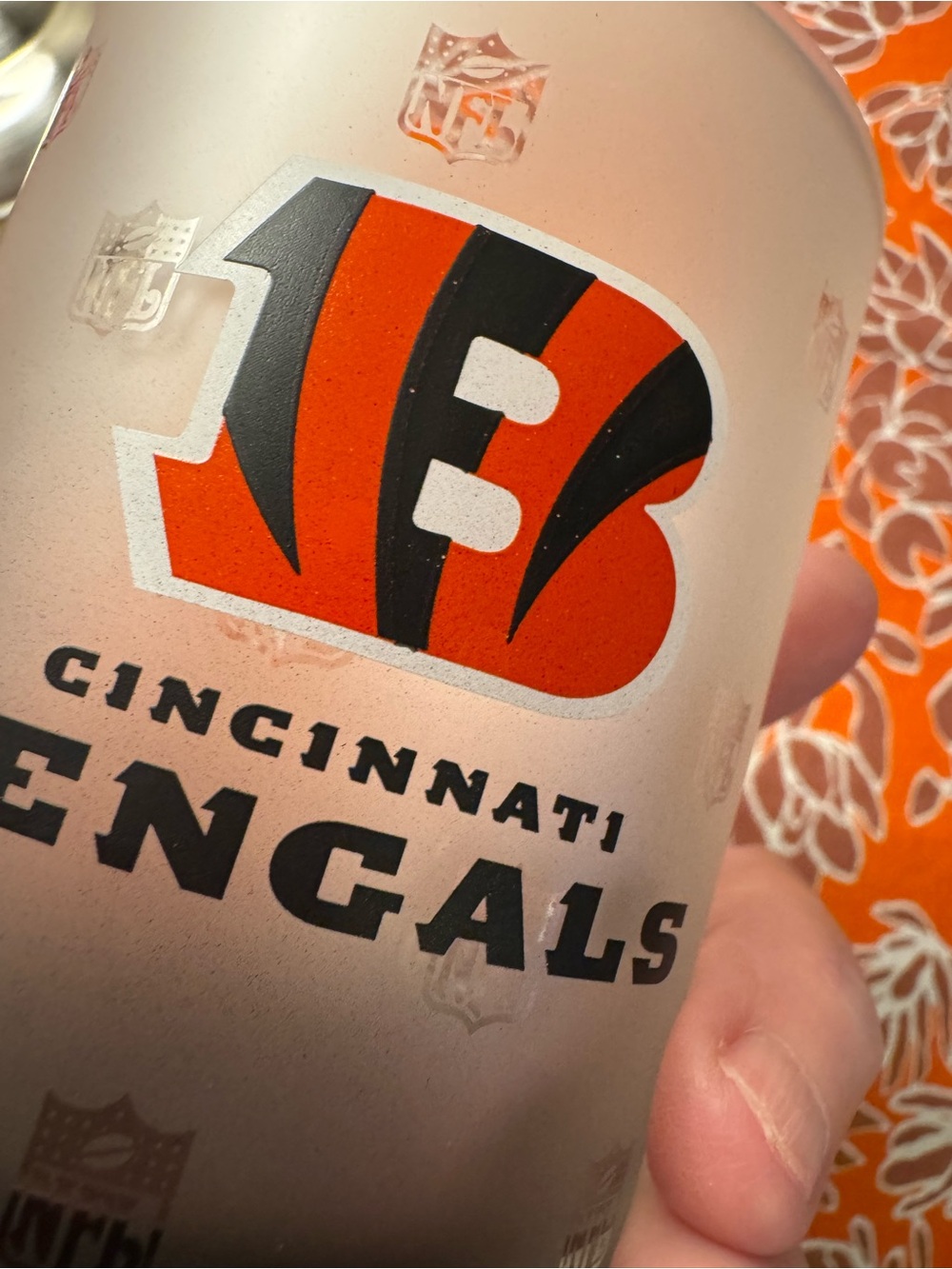 Cincinnati Bengals 16oz frosted glass pint tumbler - Picture 7 of 11